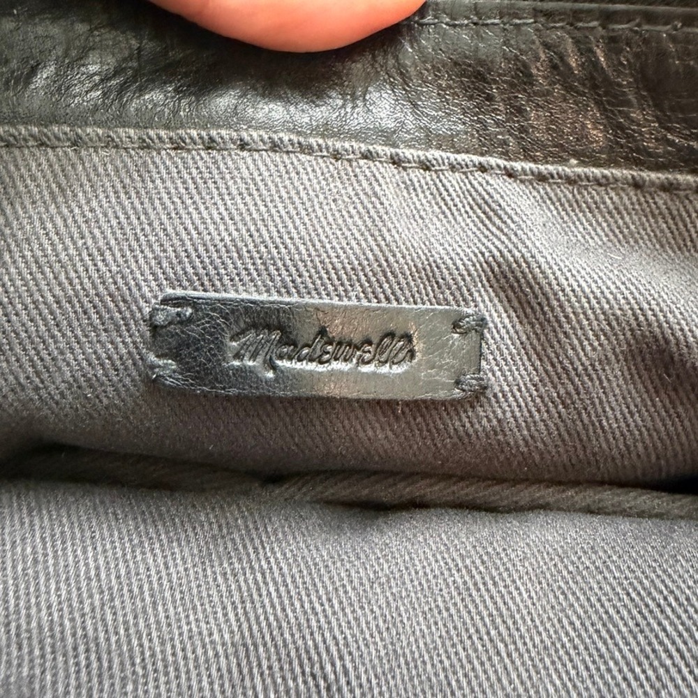 Madewell Zip Top Transport Crossbody Tote Bag Black Leather Minimalist Casual - Picture 9 of 11